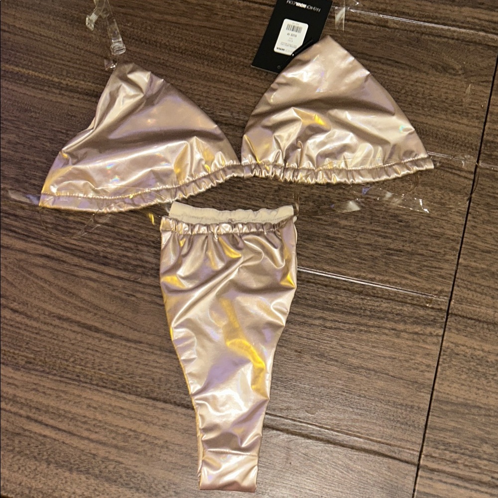 Fashion Nova Gold Latex Sunsuit